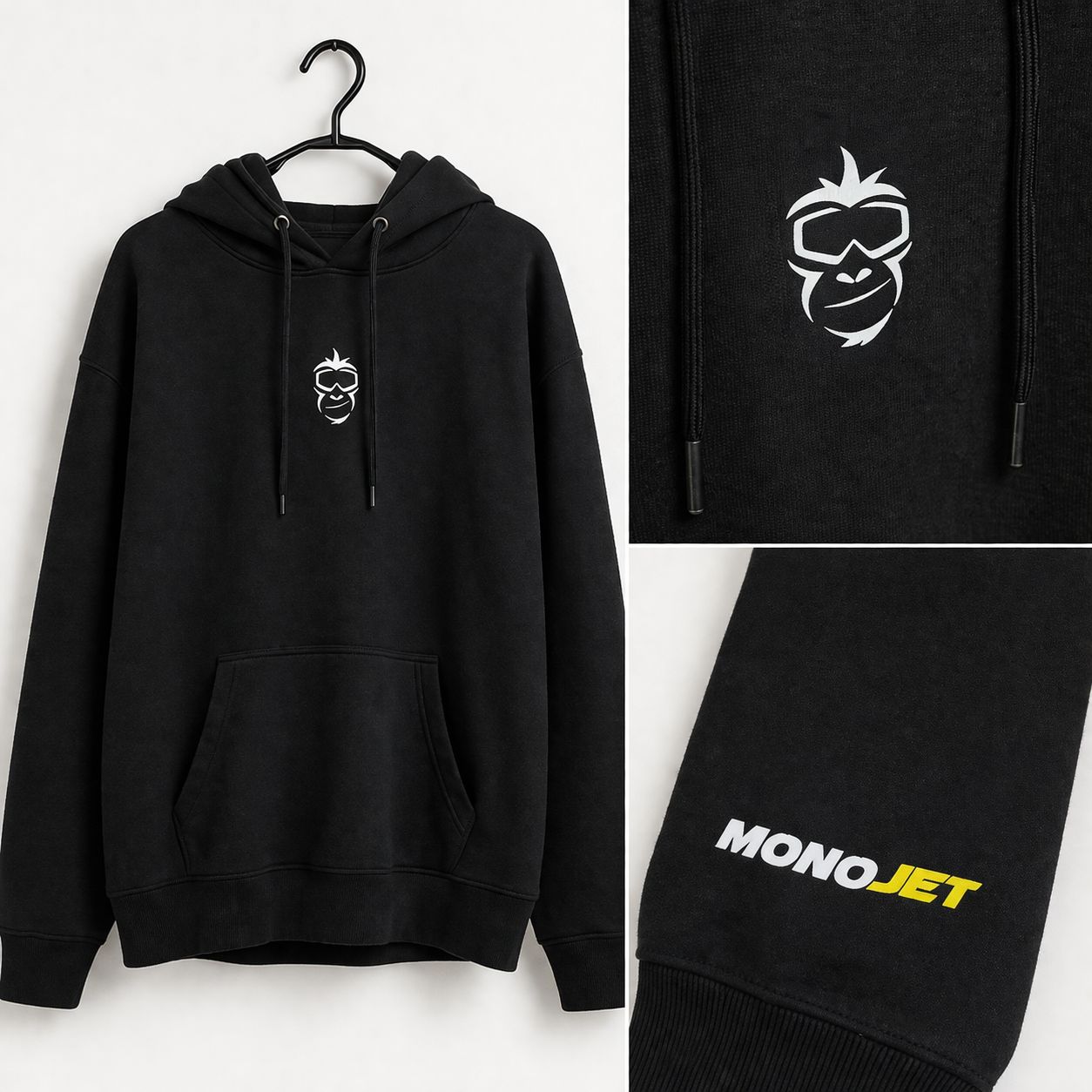 Sudadera Negra Logo Blanco